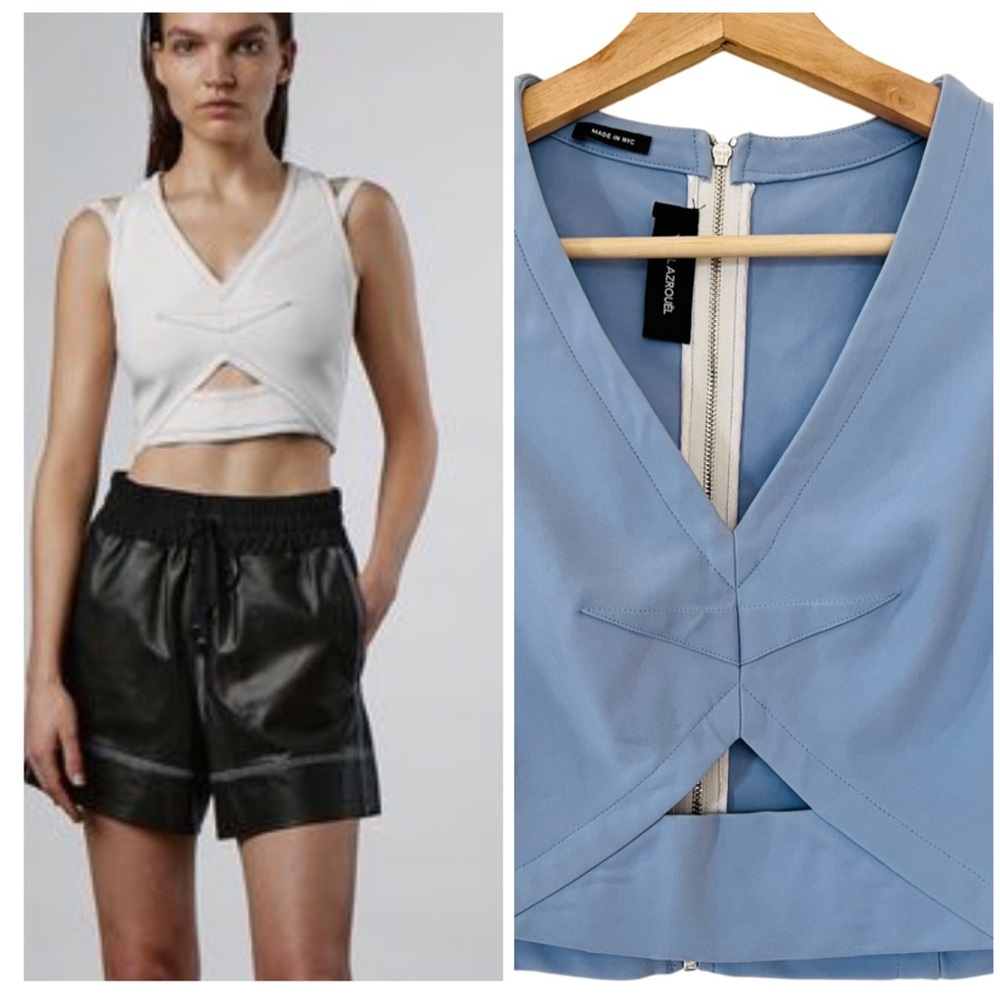 YIGAL AZROUËL Shoulder Strap Crop Top in Light Blue Size 4